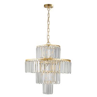 ELEMENT ACE Luxury Crystal Chandelier with Gold Frame and 12 Lights for Elegant Ceiling