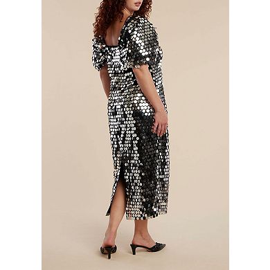 ELOQUII Women's Plus Size Off The Shoulder Sleeve Paillette Dress