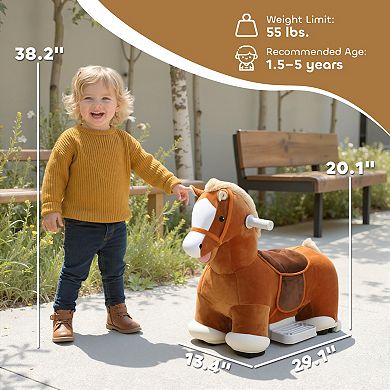 Qaba 6V Ride on Horse, Battery Powered Electric Ride on Toy with Music