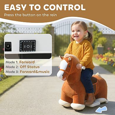 Qaba 6V Ride on Horse, Battery Powered Electric Ride on Toy with Music