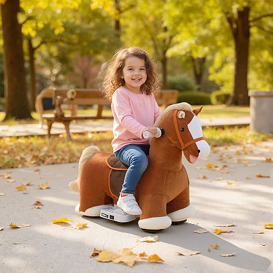 Qaba 6V Ride on Horse, Battery Powered Electric Ride on Toy with Music