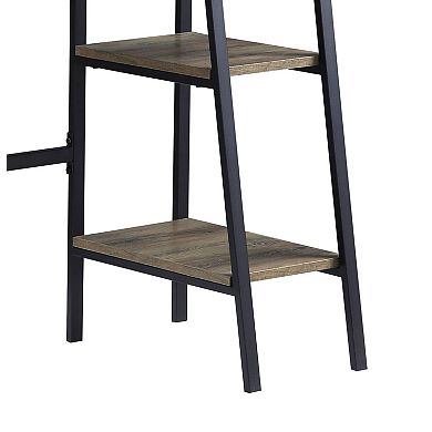 GOODSILO Modern Rustic Writing Desk with Storage Shelf and Phone Holder