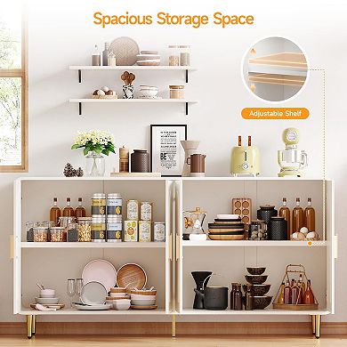 60" Sideboard Cabinet with Adjustable Shelves for Kitchen, Dining, and Living Rooms
