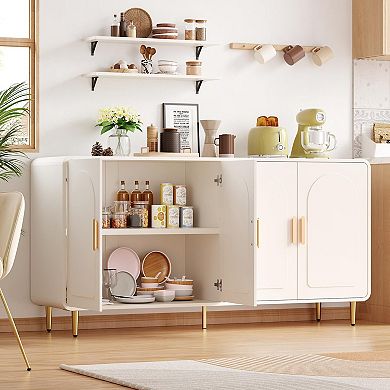 60" Sideboard Cabinet with Adjustable Shelves for Kitchen, Dining, and Living Rooms