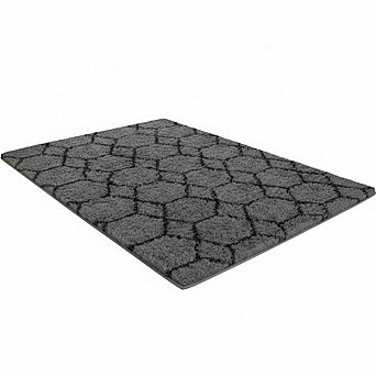 4x6 Grey Black Shag Rug, Soft Fluffy Non-Slip Area Rug, Machine Washable