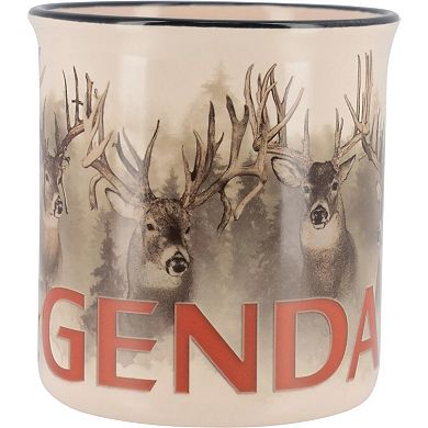 Legendary Whitetails Faux Deer Antler Rack Coffee Cup Stand With Two Ceramic Coffee Mug Set