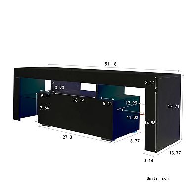 GOODSILO Entertainment TV Stand with LED Lighting Modern TV Cabinet Large TV Base