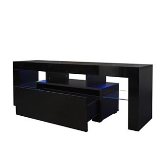 GOODSILO Entertainment TV Stand with LED Lighting Modern TV Cabinet Large TV Base