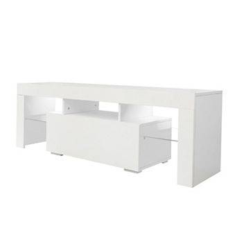GOODSILO Entertainment TV Stand with LED Lighting Modern TV Cabinet Large TV Base