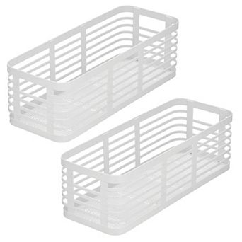 Metal Pantry Basket with Handles - Set of 2 - Matte White