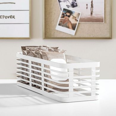 Metal Pantry Basket with Handles - Set of 2 - Matte White