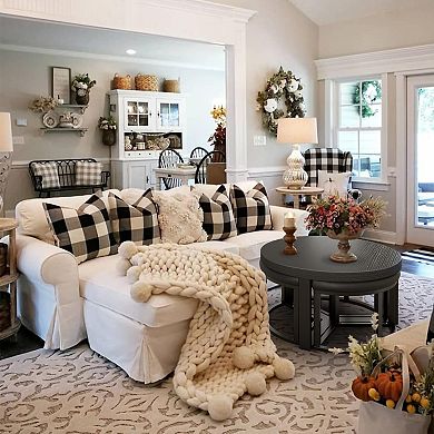 30" Round Coffee Table with PU Padded Stools - Space-saving, Easy Assembly, Sturdy