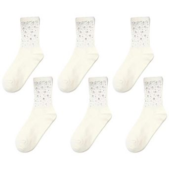 Women's 6 pk Dot Ankle Socks - Sparkly Accent Dress Socks for Parties & Stylish Daily Wear