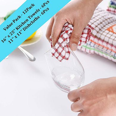 12 Pack Cotton Dish Towels 16x25 for Cooking Baking