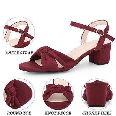 Women's Bow Knot Chunky Heel Slingback Strap Sandals