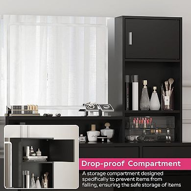 3-Color LED Light Vanity Desk with Storage for Makeup and Skincare