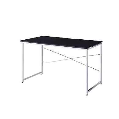 GOODSILO Modern Writing Desk with Chrome Metal Frame and White Finish