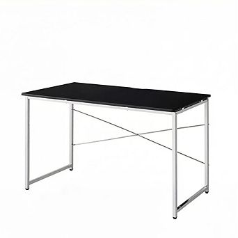 GOODSILO Modern Writing Desk with Chrome Metal Frame and White Finish