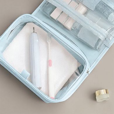 Hanging Toiletry Bag with Multi-Pocket Organizer and Foldable Carry Handle