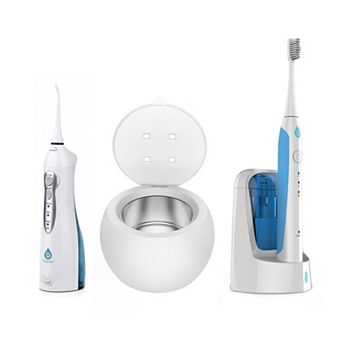Complete Oral Care: UV Sonic Brush, 12 Heads, Ultrasonic UV-C Cleaner & Water Flosser