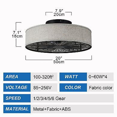 ELEMENT ACE Low Profile Flush Mount Ceiling Fan with Remote Control and Integrated Lighting