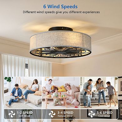 ELEMENT ACE Low Profile Flush Mount Ceiling Fan with Remote Control and Integrated Lighting