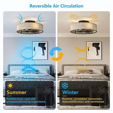 ELEMENT ACE Low Profile Flush Mount Ceiling Fan with Remote Control and Integrated Lighting