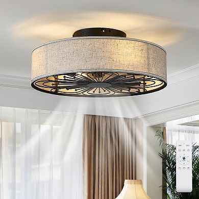 ELEMENT ACE Low Profile Flush Mount Ceiling Fan with Remote Control and Integrated Lighting