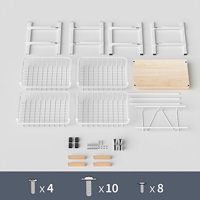 5-Layer Kitchen Storage Rack, Metal & Wood, Stackable, Pull-Out Baskets, Multipurpose