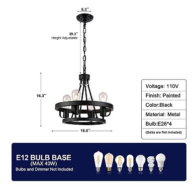 ELEMENT ACE Four-Light Plug-In Pendant Lamp with Adjustable Chain and Industrial Design