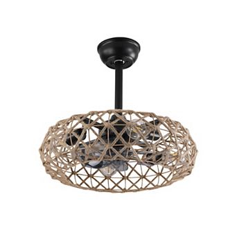 ELEMENT ACE Reversible DC Motor Woven Rope Ceiling Fan with Dimmable Lighting