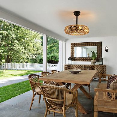 ELEMENT ACE Reversible DC Motor Woven Rope Ceiling Fan with Dimmable Lighting