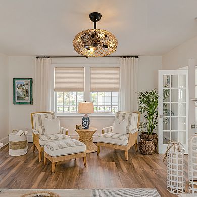 ELEMENT ACE Reversible DC Motor Woven Rope Ceiling Fan with Dimmable Lighting