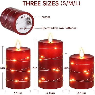 Great Ambitions Red Flameless Candle with Remote Control and Timer,Flickering Battery Operated