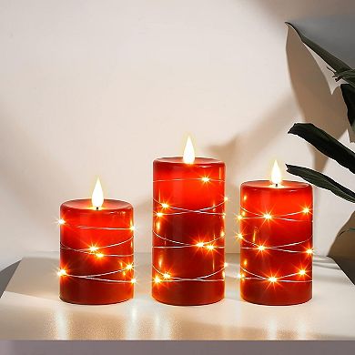 Great Ambitions Red Flameless Candle with Remote Control and Timer,Flickering Battery Operated