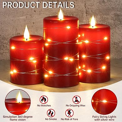 Great Ambitions Red Flameless Candle with Remote Control and Timer,Flickering Battery Operated