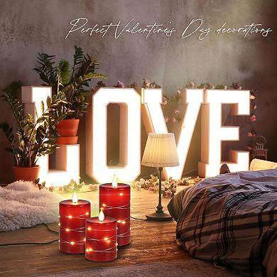 Great Ambitions Red Flameless Candle with Remote Control and Timer,Flickering Battery Operated