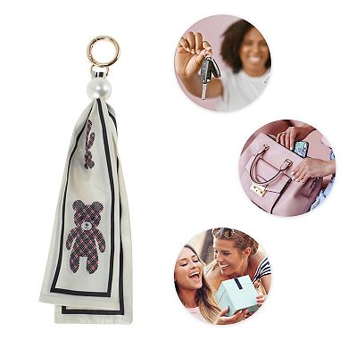 Fashion Pearl Scarf Bears Print Handbag Charm 1 Pc
