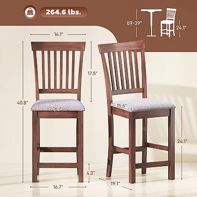 HOMCOM Bar Stools Set of 2, Modern Upholstered Barstools, Gray and Brown
