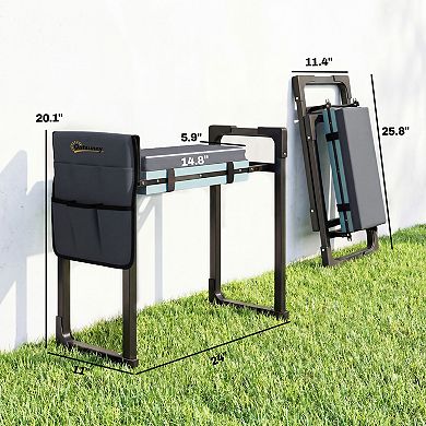 Outsunny Garden Kneeler and Seat, 330lbs Foldable Gardening Stool