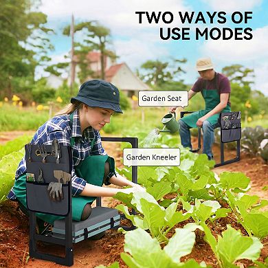 Outsunny Garden Kneeler and Seat, 330lbs Foldable Gardening Stool
