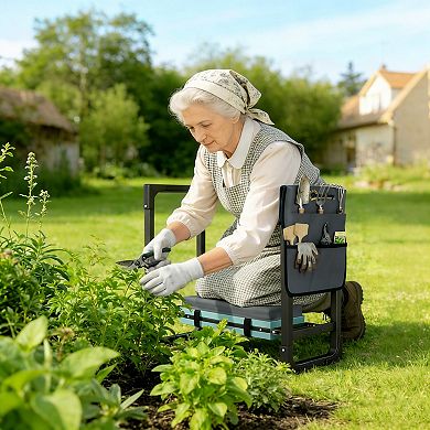 Outsunny Garden Kneeler and Seat, 330lbs Foldable Gardening Stool