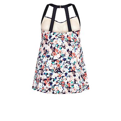 Avenue Women's Plus Size Hi Back Print Swim Dress