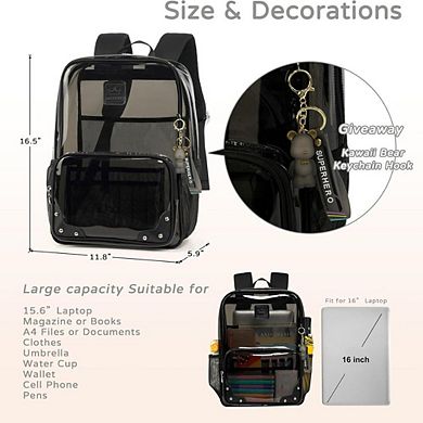 Transparent 15.6-Inch Travel Laptop Backpack