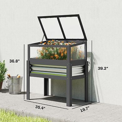 Outsunny Raised Garden Bed with Mini Greenhouse
