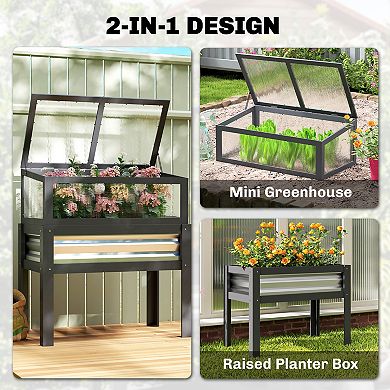Outsunny Raised Garden Bed with Mini Greenhouse