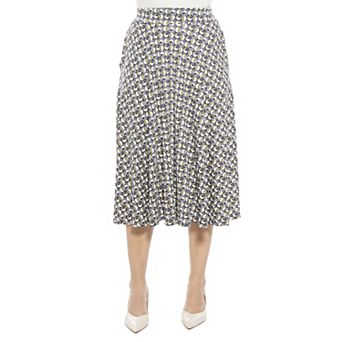 Women's 24Seven Comfort Apparel Geometric Elastic Waist Pocket A-Line Midi Skirt