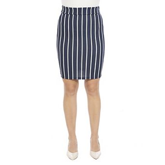 Women's 24Seven Comfort Apparel Striped Elastic Waist Pencil Skirt