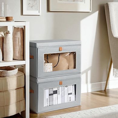 4-Pack Fabric Storage Bins with PVC Window & Handles for Organizing