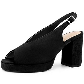 Women's Slingback Platform Heels Chunky Heel Sandals